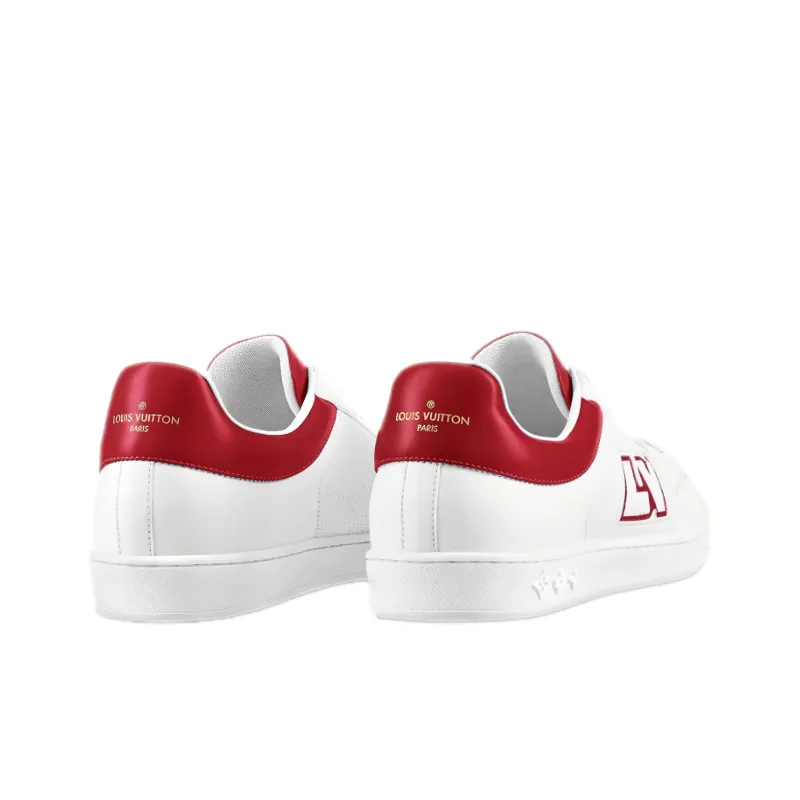 LOUIS VUITTON Luxembourg Stylish Skateboarding Shoes Men's White Red-2