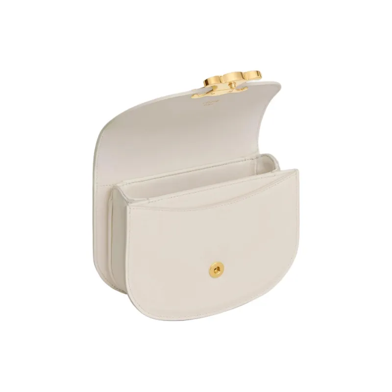 CELINE Besace Calfskin Handbag Shoulder Bag Crossbody Bag Mini Women's White-2