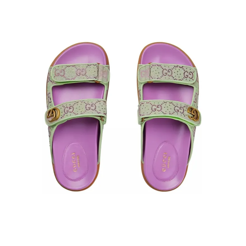 GUCCI Crystal Slip-Resistant Slide Slippers Women's Purple Green-3