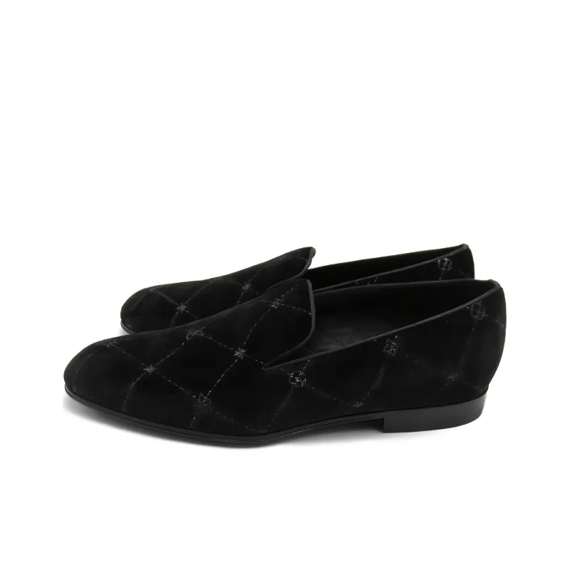 LOUIS VUITTON Auteuil Velvet Loafers 'Black With Silver Logo Lines'-1