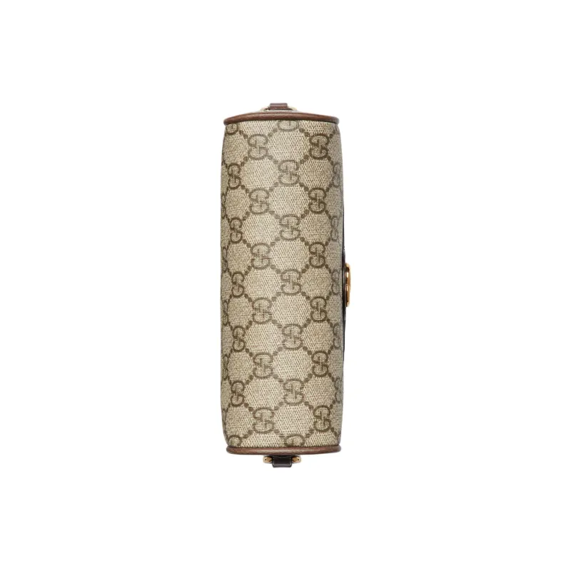 GUCCI Ophidia Canvas With Leather Binding Crossbody Bag Shoulder Bag Women's Beige & Brown-4
