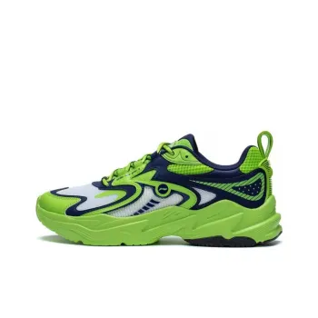 LiNing Meteor Abrasion Resistant Breathable Low Top Running Shoes Green Blue White
