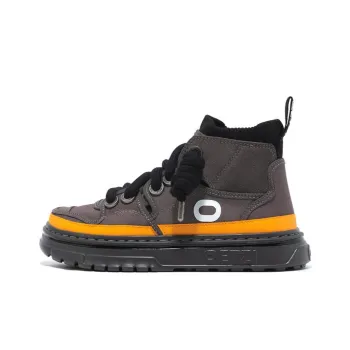 OETZI Wear Resistant Lightweight Breathable Height Increasing Mid Top Skateboard Shoes Unisex Coffee