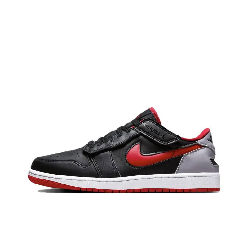 Jordan 1 Low FlyEase Black Cement Grey White Fire Red-0