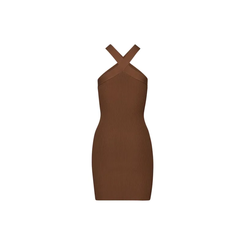 ARITZIA Babaton Sculpt Knit Criss Cross Dress Sleeveless Dress Women's Epicurean Brown-1