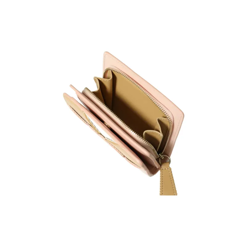Chloe Linda Leather Wallet Mini Women's Pink & Beige-4