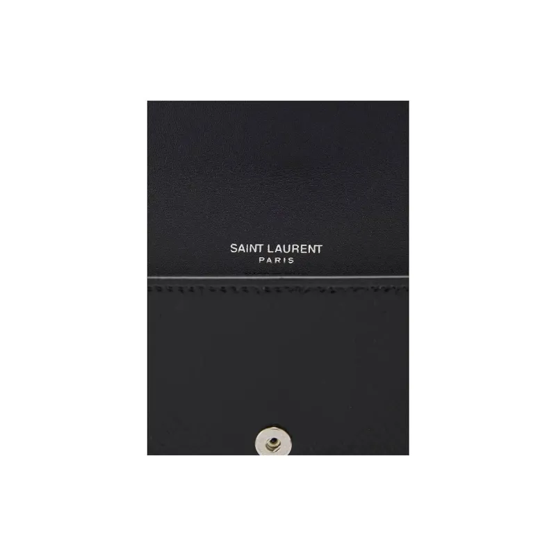 SAINT LAURENT Patent Leather Wallet Small Size Women's Black-4