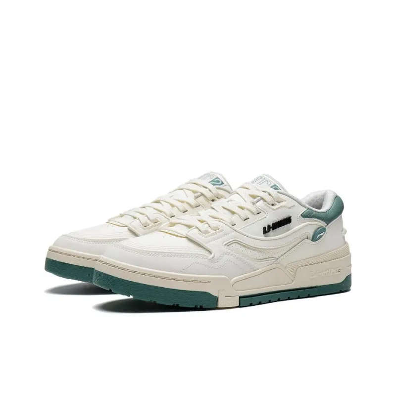 LiNing 001 BTC Anti Slip Wear Resistant Low Top Skateboard Shoes Men's Beige Green-2