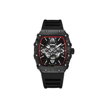 MUKUO GRACE Collection Automatic Mechanical Movement Silicone Strap Watch Men's Watches Black Dial