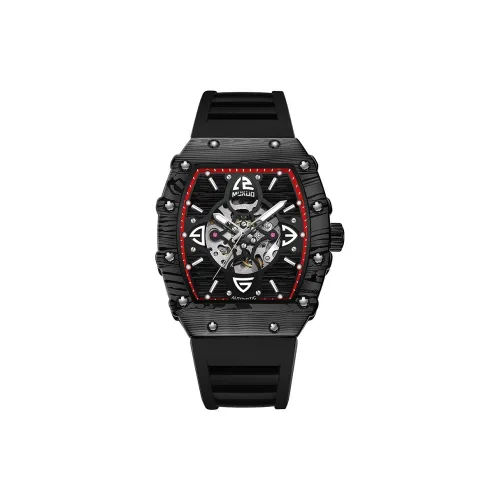 MUKUO GRACE Collection Automatic Mechanical Movement Silicone Strap Watch Men's Watches Black Dial