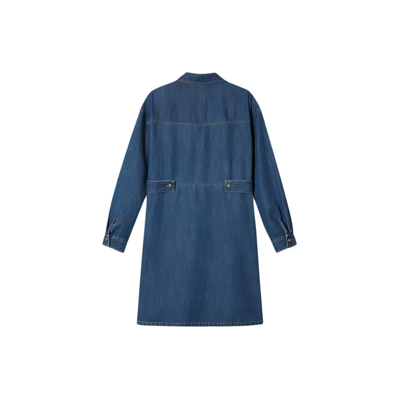 PSALTER Short Sleeved Dresses Women's Vintage Blue-1