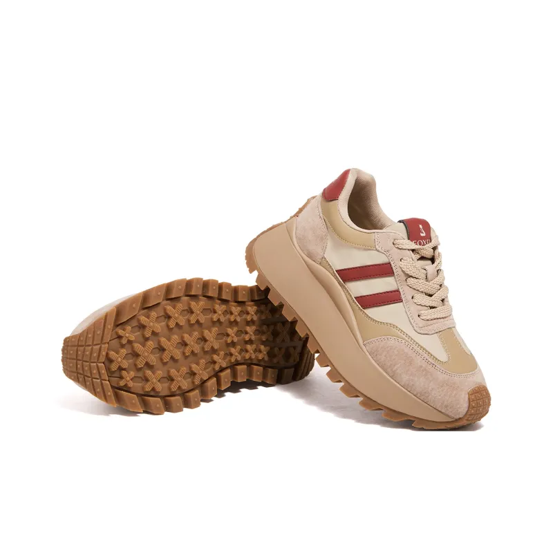 FOXER Height Increasing Abrasion Resistant Slip Resistant Low Top Casual Shoes Women's Khaki/Red-17