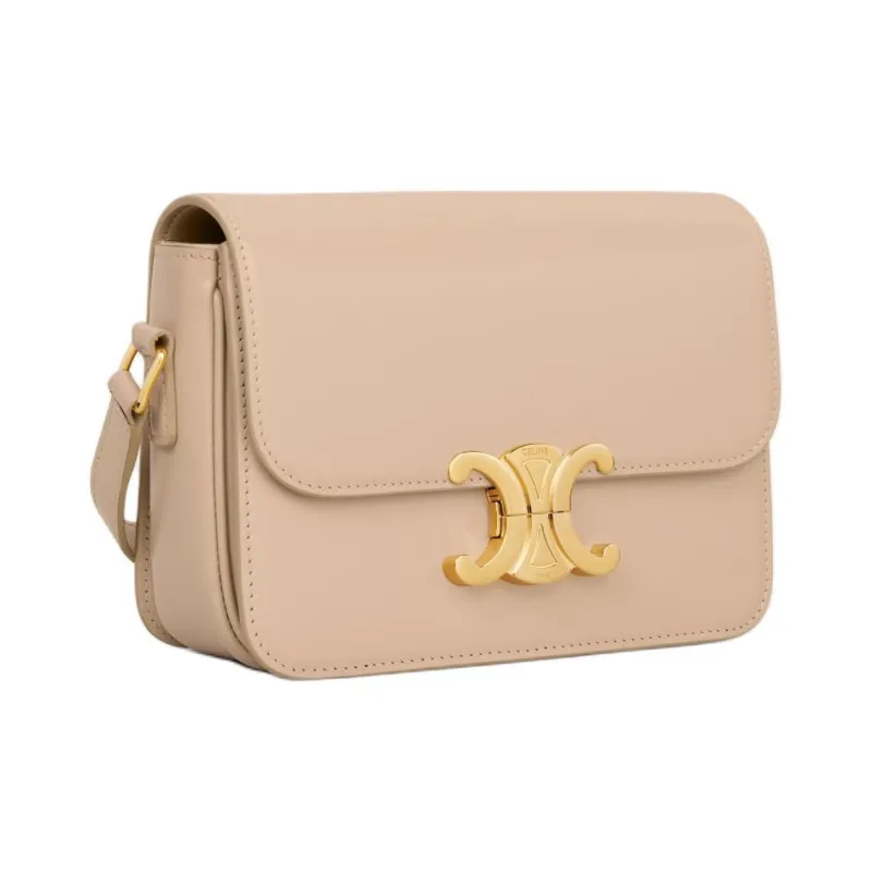 CELINE Triomphe Shiny Cow Leather Crossbody Bag Shoulder Bag Women's Oat Beige-1