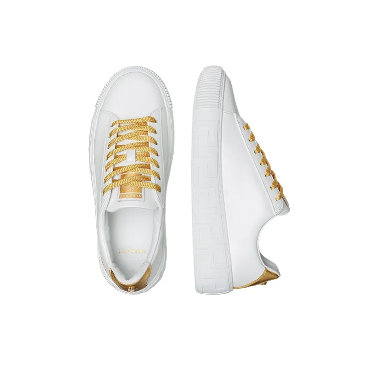 VERSACE La Greca Low Top Stylish Skateboarding Shoes Women's White-4