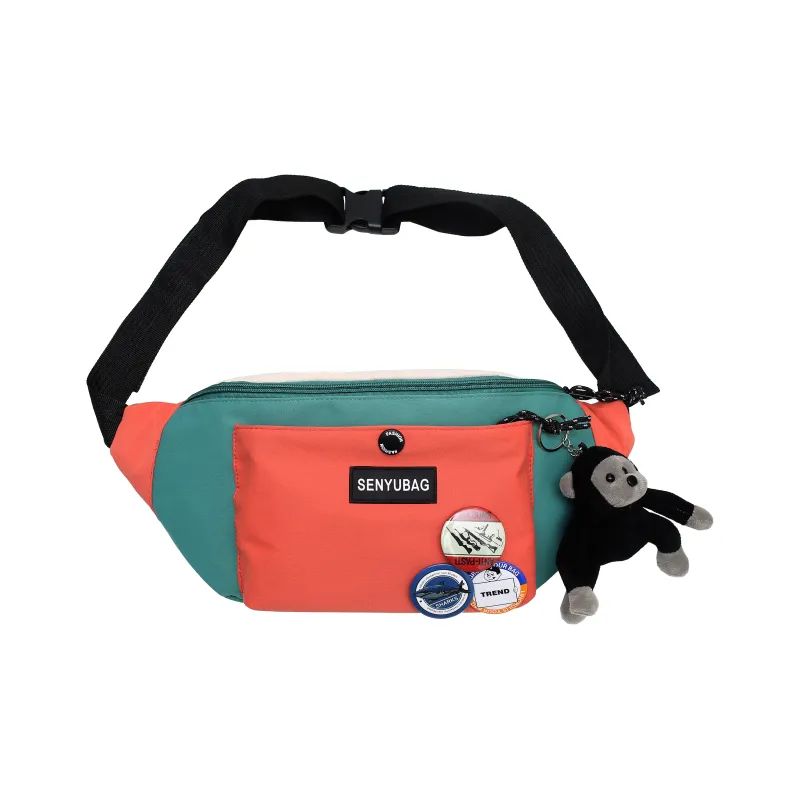 OURFUN Nylon Fabric Sling Bag Unisex Black/Orange/Green/Blue-14
