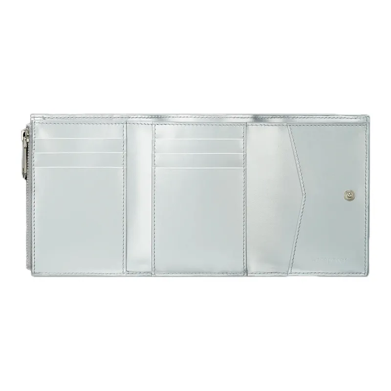 S. T.DUPONT Grain Calfskin Wallet Women's Silver-1