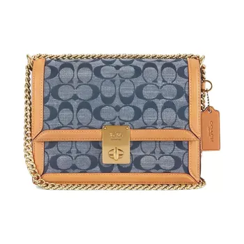 COACH Hutton Fabric Messenger Bag Shoulder Bag Women's Blue & Orange