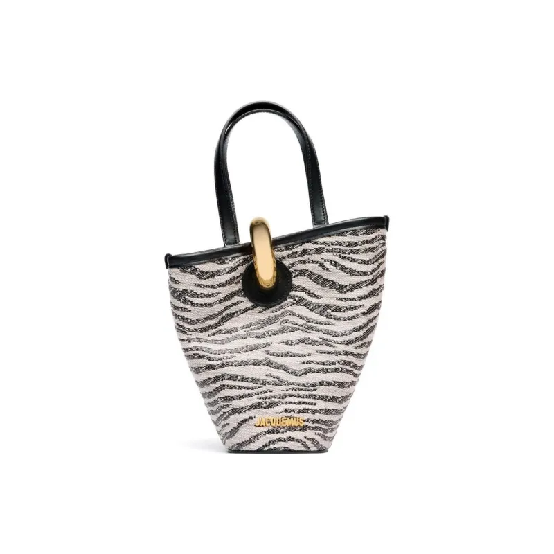 Jacquemus Cow Leather Handbag Mini Women's Black White-0