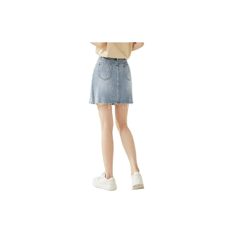 Hopeshow Denim Short Skirts Women's Denim Blue-1