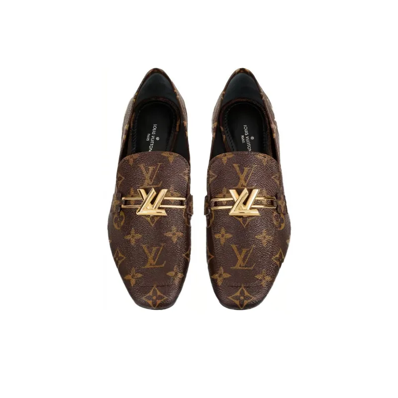 LOUIS VUITTON Upper Case Flat Shoes Women's Brown-2
