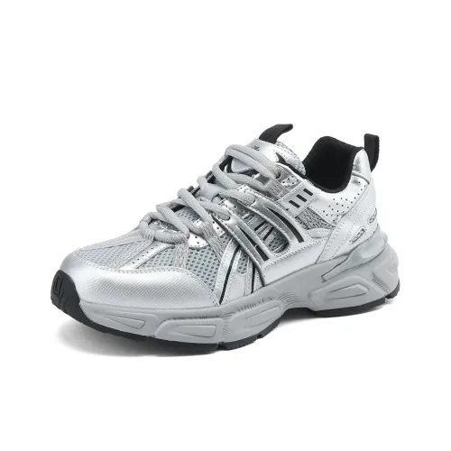 BOERDIQI Low Top Chunky Sneakers Women's Silver Gray