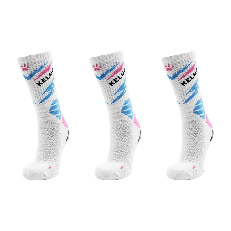 KELME Basketball Socks Unisex 3 Pack Black, White Blue, White Gray, White Green-6