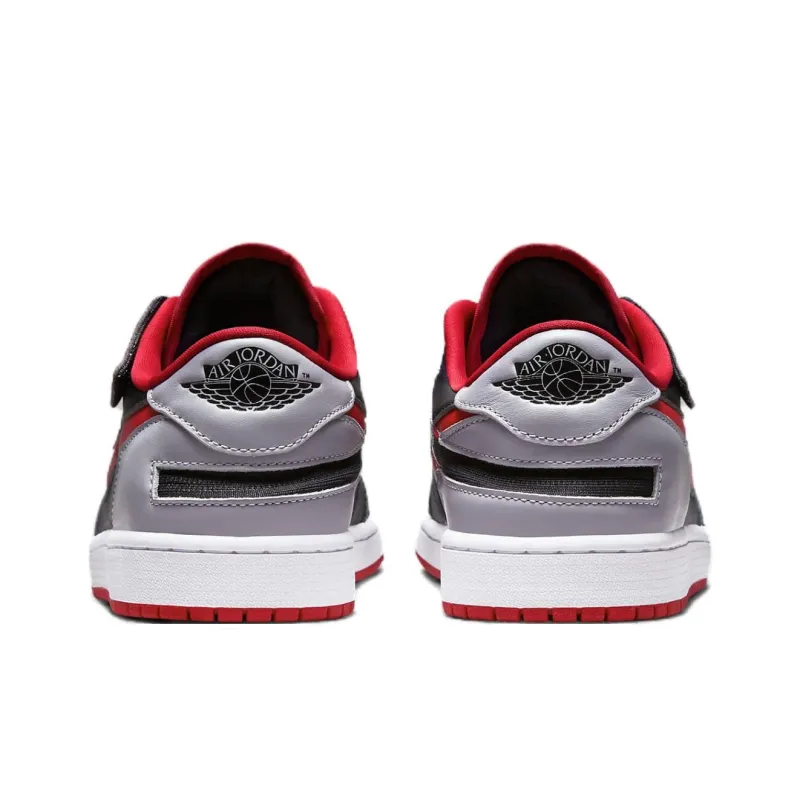 Jordan 1 Low FlyEase Black Cement Grey White Fire Red-4