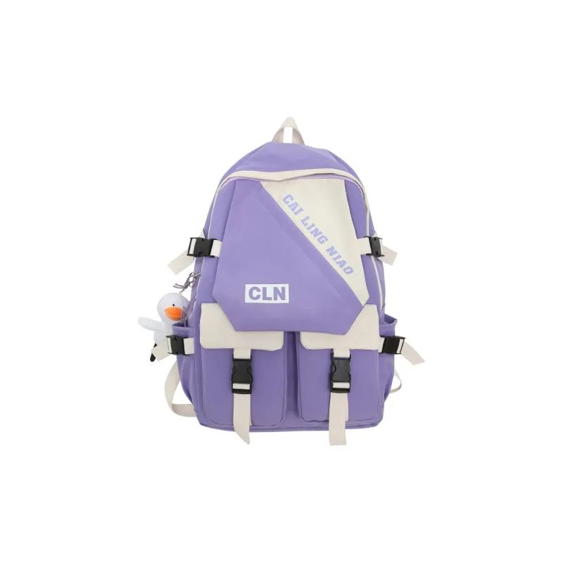 OURFUN Nylon Backpack Unisex Black/Burgundy/Violet/Green/Blue-2