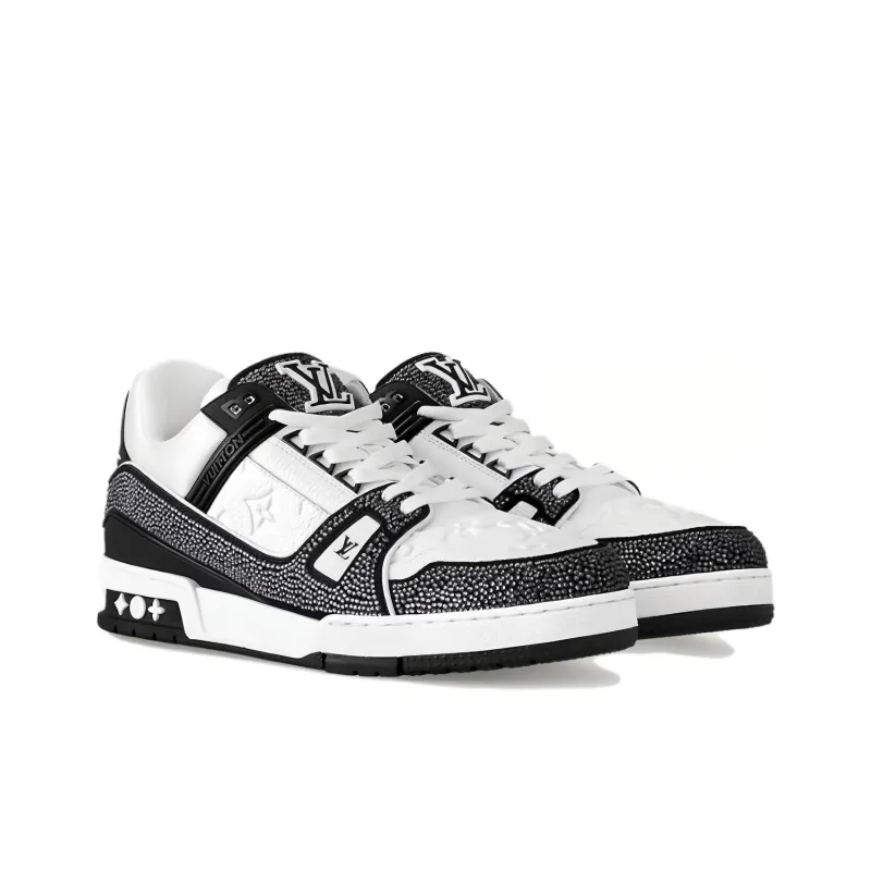 LOUIS VUITTON Lv Trainer Sneakers 'Black White Rhinestones'-1