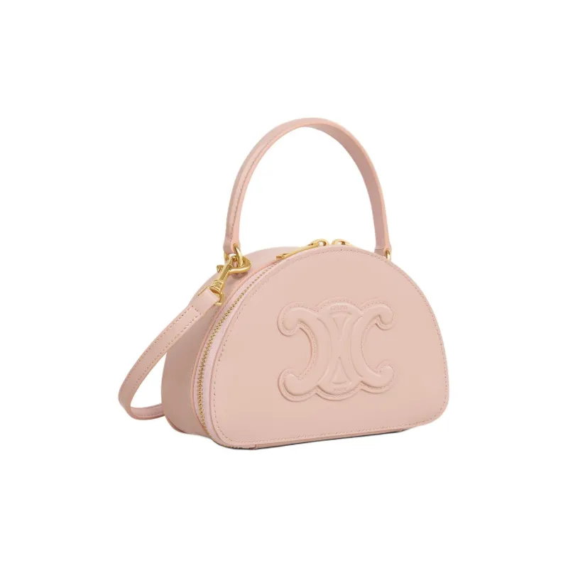 CELINE Patent Leather Calfskin Crescent Bag, Handbag, Shoulder Bag, Crossbody Bag Women's Pink-1