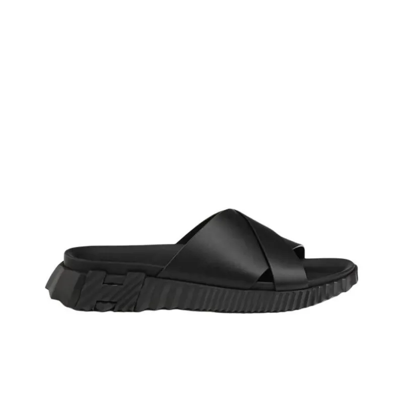 HERMES Slide Slippers Men's Black-1