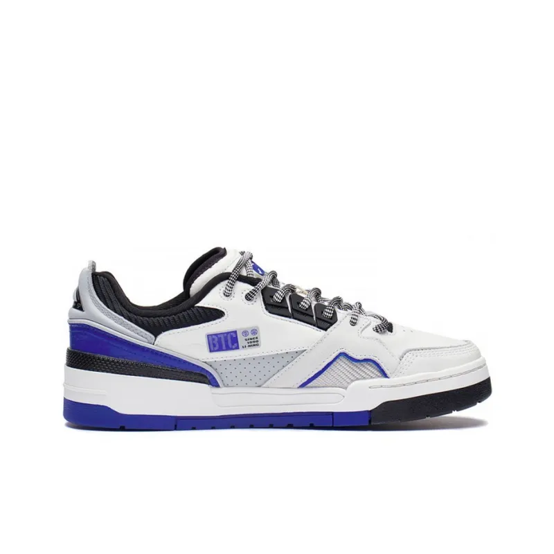 LiNing 001 BTC SP Slip-Resistant Cushioning Wear-Resistant Low-Top Skateboard Shoes Men's White Blue-1
