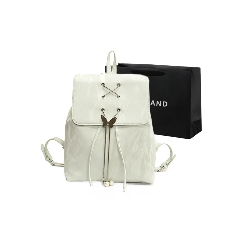 PINK·LAND PU Backpack Women's Silver/White/Green/Black-12