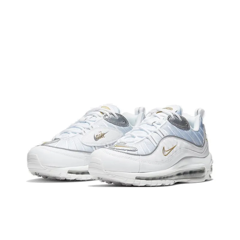 Nike Air Max 98 White Silver Gold Women's-2