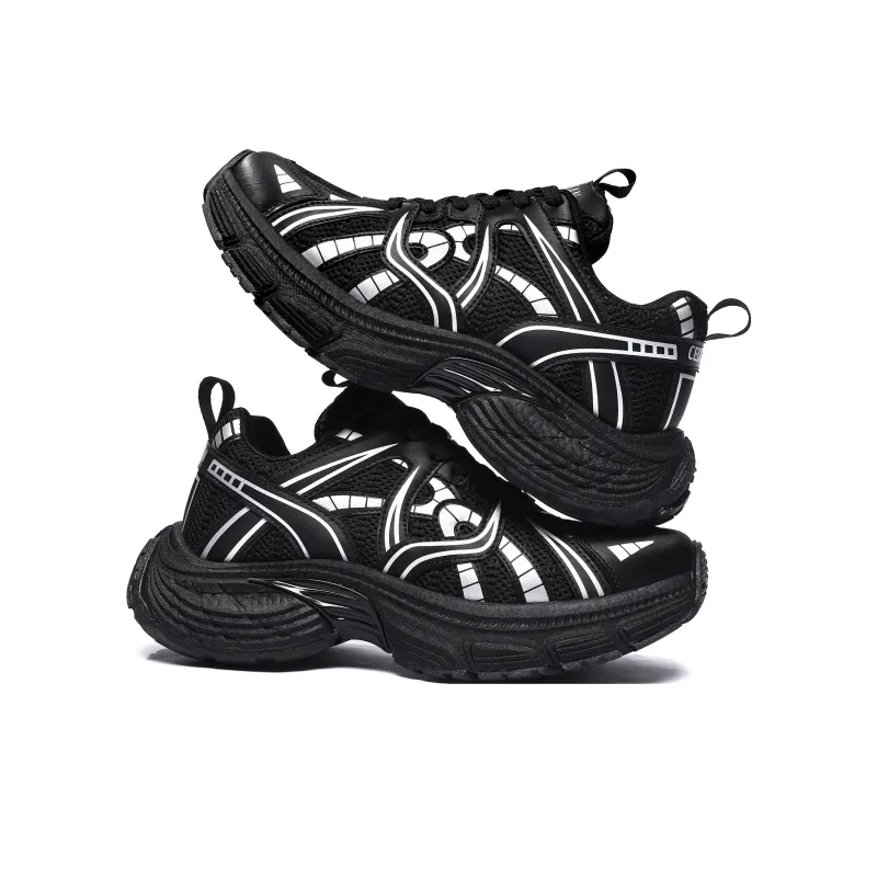 CEDAR HAN Chunky Sneakers Unisex Low Top Black-3
