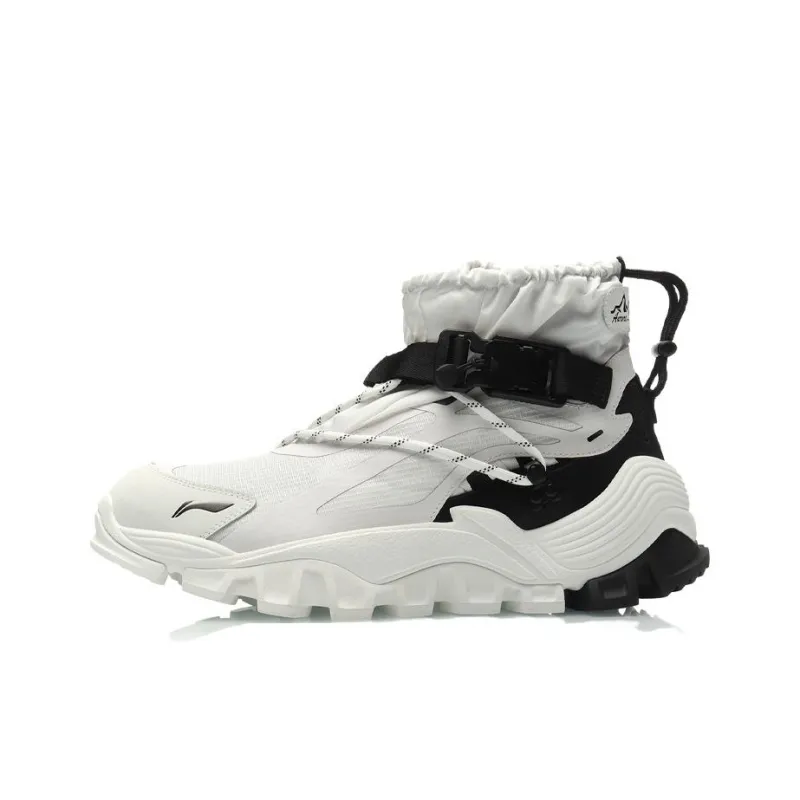 LiNing Aurora Mountain Travel High Top Sports Casual Shoes Men's White Black-0