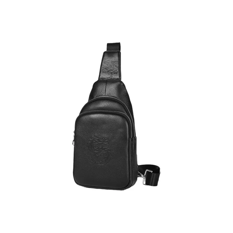 DOSRFINI Top Grain Cow Leather Crossbody Bags Shoulder Bags Sling Bags Regular Men's Black-1