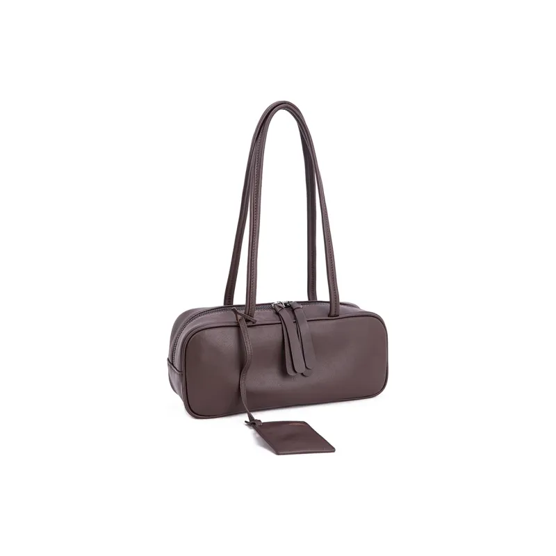 VENOF Cow Leather Shoulder Bag Medium Size Women's Caramel Tea/Coffee/Twilight Black-1