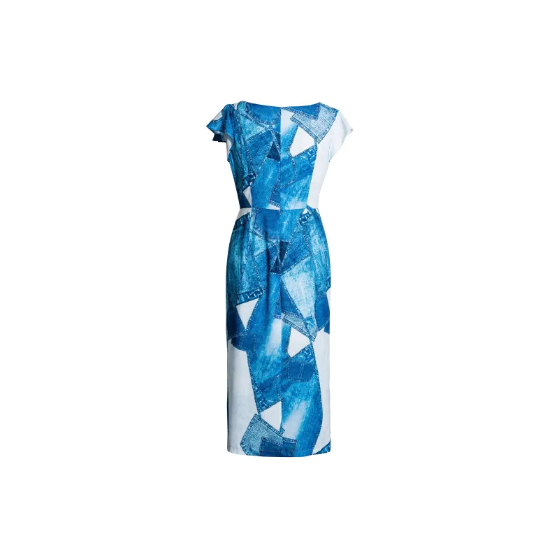 ROEYSHOUSE Short Sleeved Dress Women's Blue-1