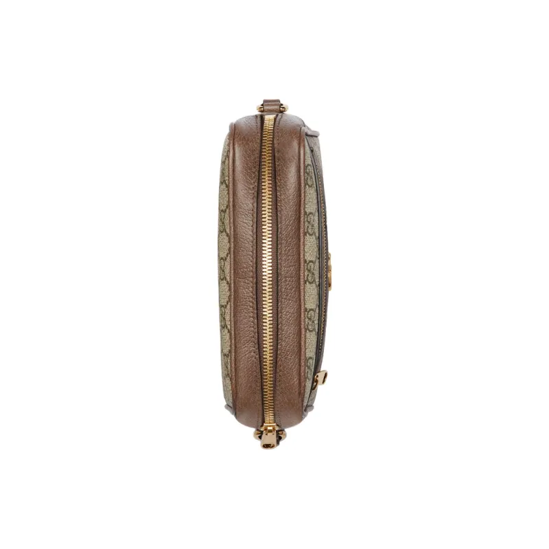 GUCCI Ophidia Canvas With Leather Binding Crossbody Bag Shoulder Bag Women's Beige & Brown-5