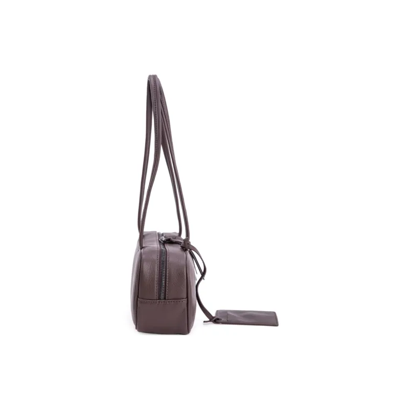 VENOF Cow Leather Shoulder Bag Medium Size Women's Caramel Tea/Coffee/Twilight Black-4