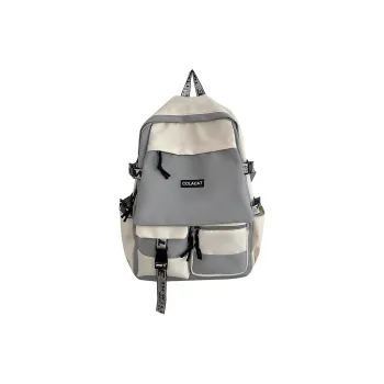 OURFUN Nylon Backpack Regular Unisex Black & White/Light Gray/Black/Blue