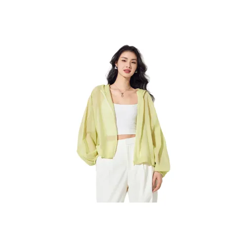 CHUMIAN Cropped Coats Women's Mustard Yellow