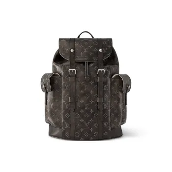 LOUIS VUITTON CHRISTOPHER Monogram Matte Cow Leather Backpack Medium Size Men's Black