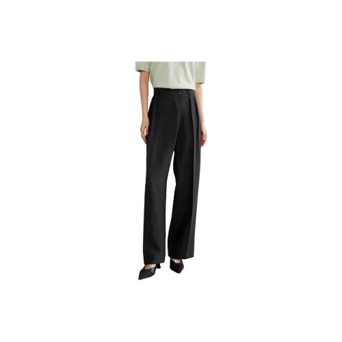 CHUMIAN Casual Pants Women's Minimalist Black