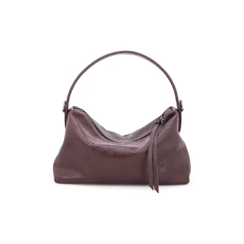 VENOF Genuine Cow Leather Shoulder Bag Dumpling Bag Handbag Small Size Women's Ebony/Kahlo/Desert Brown