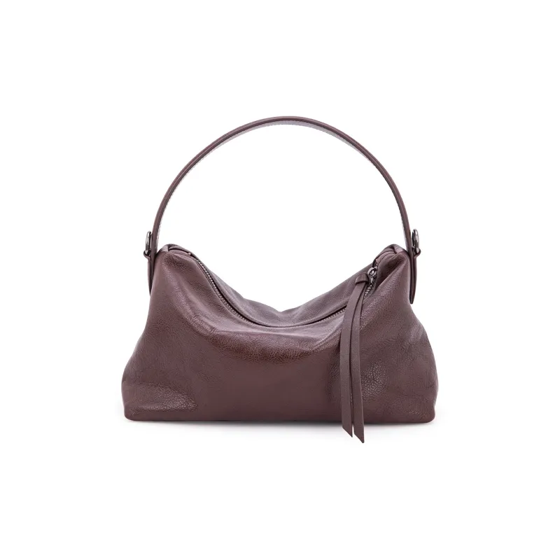VENOF Genuine Cow Leather Shoulder Bag Dumpling Bag Handbag Small Size Women's Ebony/Kahlo/Desert Brown-0