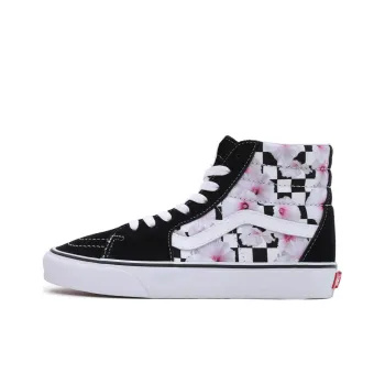 Vans Sk8 Hi Hibiscus Check Shoes 'Black White Pink'