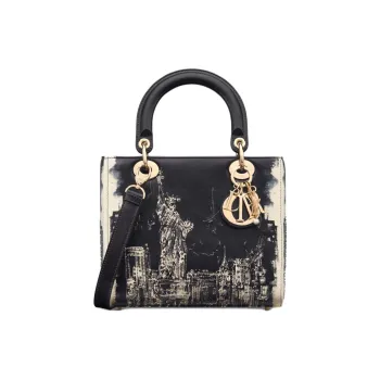 DIOR Lady Dior Calfskin Lady Dior Bag, Shoulder Bag, Crossbody Bag, Handbag Medium Size Women's Black