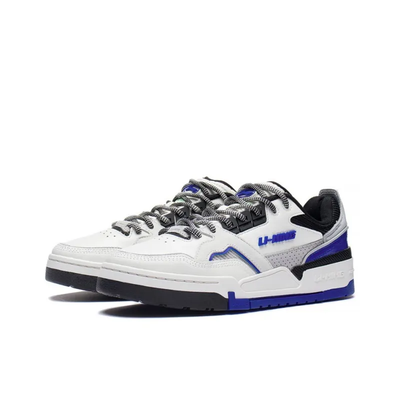 LiNing 001 BTC SP Slip-Resistant Cushioning Wear-Resistant Low-Top Skateboard Shoes Men's White Blue-2